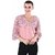 SELFYS Women's Pink Embroidered Nylon Round Neck Regular Shirts