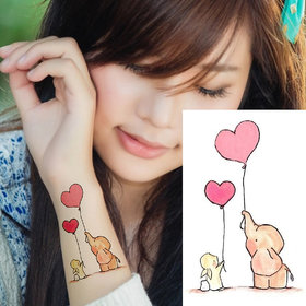 Voorkoms Cute Love Couple On Swing Body Temporary Tattoo Size 11 Cm X 6 Cm V-177