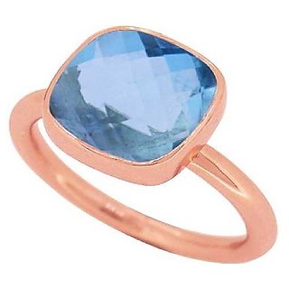                       Ceylonmine- Certified 7.25 Carat Stone Blue Topaz Gold Plated Ring Original Topaz Stone Designer Finger Ring For Unisex                                              