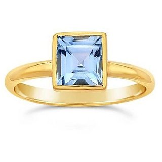                       Ceylonmine- Original Topaz Stone 6.25 Ratti Ring Original & Natural Blue Topaz Gold Plated Ring Adjustable Ring For Unisex                                              
