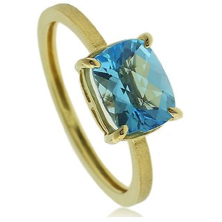                       Ceylonmine- Blue Topaz Stylish Ring 7.25 Carat Unheated Igi Topaz Gold Plated Designer Ring For Unisex                                              