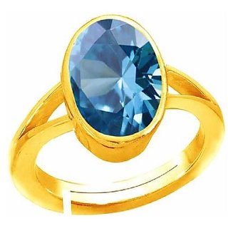                       Ceylonmine- Certified 6.25 Carat Stone Topaz Gold Plated Ring Original Blue Topaz Stone Designer Finger Ring For Unisex                                              