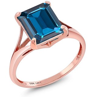                       Ceylonmine- Igi Blue Topaz 7.25 Ratti Gold Plated Ring Lab Certified & Precious Stone Topaz Ring For Unisex                                              