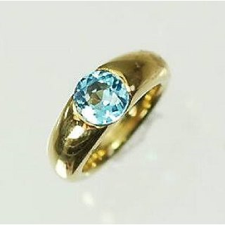                       Ceylonmine 7.5 Carat Blue Topaz Gold Plated Ring With Lab Certificate For Astrological Purpose For Unisex                                              