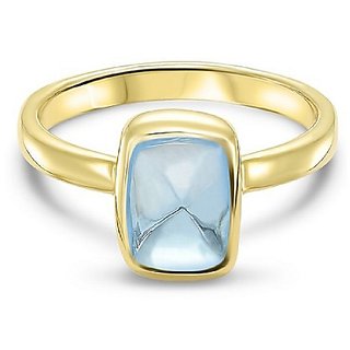                       Ceylonmine - 6.25 Ratti Blue Topaz Gold Plated Ring With Lab Certificate For Astrological Purpose                                              