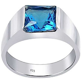                       Ceylonmine- 6.75 Ratti Blue Topaz Silver Ring For Astrological Purpose Original Topaz Stone Finger Ring For Unisex                                              