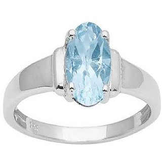                       Ceylonmine- Natural Gia Blue Topaz Ring For Men & Women Original & Certified 7.25 Ratti Stone Topaz Silver Finger Ring For Astrological Purpose                                              
