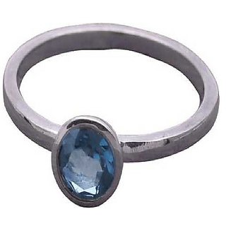                       Ceylonmine- 7.25 Carat Original Blue Topaz Silver Adjustable Ring Semi-Precious & Astrological Stone Finger Ring For Unisex                                              