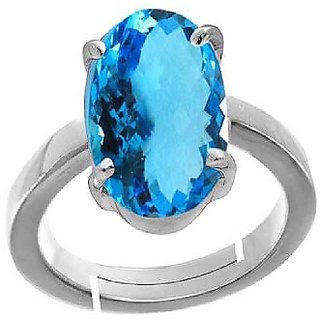                       Ceylonmine- Original & Natural Topaz 7.25 Ratti Silver Finger Ring Unheated & Untretaed Blue Topaz Stone Ring For Unisex                                              