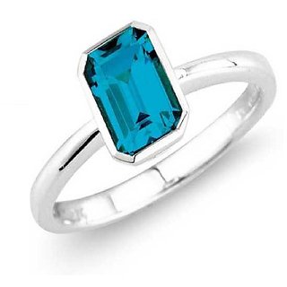                       Ceylonmine- Original Blue Topaz Pure Silver Adjustable Ring Precious & Effective Stone 7.25 Ratti Topaz Ring For Unisex                                              