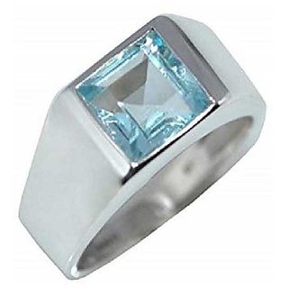                       Ceylonmine- Certified 6.25 Carat Stone Topaz Silver Ring Original Blue Topaz Stone Designer Finger Ring For Unisex                                              