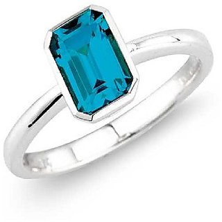                       Ceylonmine- Blue Topaz 6.25 Ratti Stone Ring Original  Natural Topaz 92.5 Sterling Silver Ring Adjustable Ring For Unisex                                              