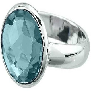                       Ceylonmine- Original Blue Topaz Silver Adjustable Ring Precious & Astrological 6.25 Ratti Effective Stone Topaz Finger Ring For Unisex                                              