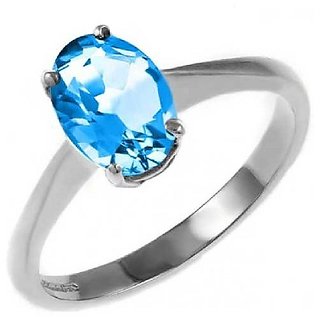                       Ceylonmine - 7.25 Ratti Blue Topaz 92.5 Sterling Silver Ring With Lab Certificate For Astrological Purpose                                              