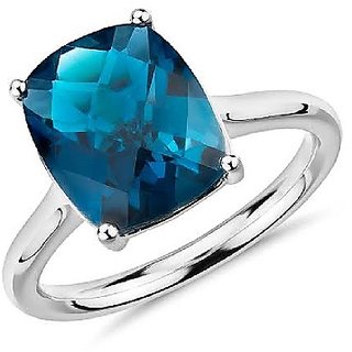                       Ceylonmine 5.25 Carat Blue Topaz 92.5 Sterling Silver Ring With Lab Certificate For Astrological Purpose For Unisex                                              