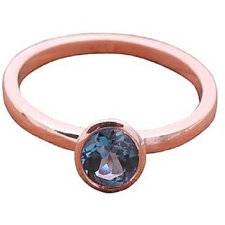                       Ceylonmine- Semi- Precious Stone 4.25 Carat Blue Topaz Gold Plated Finger Ring Natural Topaz Stone Designer Ring For Unisex                                              