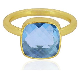                       Ceylonmine- Igi Topaz 5.25 Ratti Gold Plated Ring Lab Certified & Semi- Precious Stone Topaz Ring For Unisex                                              
