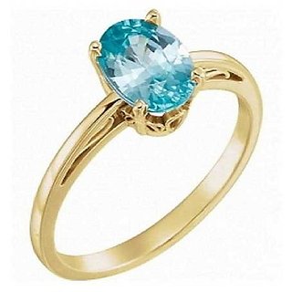                       Ceylonmine- Original Blue Topaz Gold Plated Adjustable Ring Precious & Effective Stone 4.25 Ratti Topaz Ring For Unisex                                              