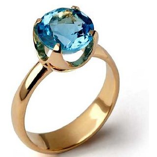                       Ceylonmine- 5.25 Ratti Blue Topaz Gold Plated Ring For Astrological Purpose Original Topaz Stone Finger Ring For Unisex                                              