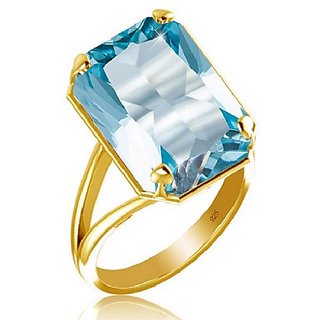                       Ceylonmine- Natural 4.25 Ratti Stone Blue Topaz Ring For Men  Women Original  Certified Stone Topaz Gold Plated Stylish Ring For Unisex                                              