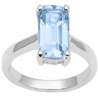                       Ceylonmine- Original  Natural Blue Topaz 5.25 Ratti Silver Finger Ring Original  Lab Certified Stone Topaz Stone Ring                                              