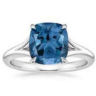                       Ceylonmine- Original Blue Topaz Silver Adjustable Ring Precious  Astrological 5.25 Ratti Effective Stone Topaz Finger Ring For Unisex                                              