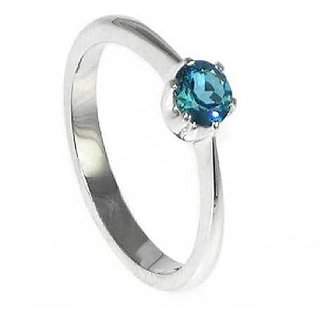                       Ceylonmine- Semi- Precious Stone Blue Topaz Silver/White Gold Plated Finger Ring Natural Topaz5.25 Carat Stone Designer Ring For Unisex                                              