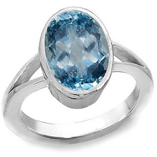                       Ceylonmine- Certified 6.25 Carat Stone Blue Topaz Silver Ring Original Topaz Stone Designer Finger Ring For Unisex                                              