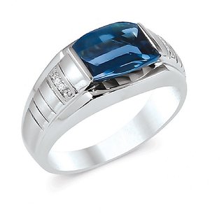                       Ceylonmine 4.25 Carat Blue Topaz 92.5 Sterling Silver Ring With Lab Certificate For Astrological Purpose For Unisex                                              
