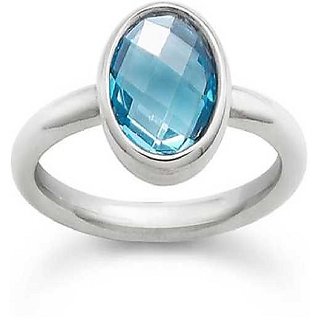                       Ceylonmine - 5.25 Ratti Blue Topaz Sterling Silver Ring With Lab Certificate For Astrological Purpose                                              