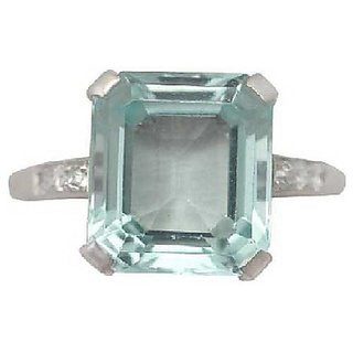                       Ceylonmine- Natural 5.5 Ratti Stone Blue Topaz Ring For Men & Women Original & Certified Stone Topaz Silver Stylish Ring For Unisex                                              