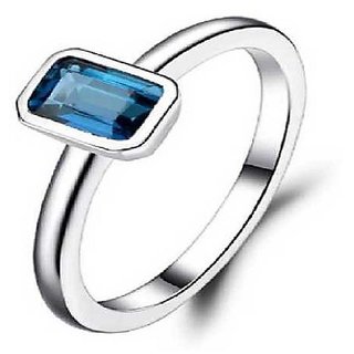                       Ceylonmine- 6.25 Ratti Blue Topaz Silver Ring For Women  Men Semi- Precious Stone Topaz Stylish Finger Ring For Astrological Purpose                                              