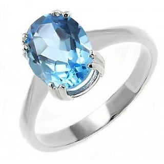                       Ceylonmine- Certified 6.25 Carat Stone Blue Topaz Silver Ring Original Topaz Stone Designer Finger Ring For Unisex                                              
