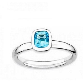                       Ceylonmine- Astrological & Semi-Precious Stoneblue Topaz 5.25 Ratti Stone Ring Original Stone Silver Ruby Ring For Unisex                                              
