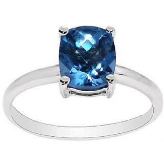                       Ceylonmine- Blue Topaz Stylish Ring 6.25 Carat Unheated Igi Topaz Sterling Silver Designer Ring For Unisex                                              