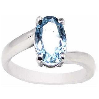                       Ceylonmine-Blue Topaz Stylish Ring 6.25 Ratti Topaz Silver Designer Ring For Unisex                                              