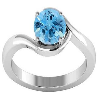                       Ceylonmine 6.5 Carat Blue Topaz Silver Plated Ring With Lab Certificate For Astrological Purpose For Unisex                                              