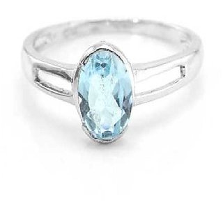                      Ceylonmine - 5.25 Ratti Blue Topaz Silver Ring With Lab Certificate For Astrological Purpose                                              