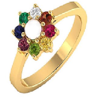                       Ceylonmine- Astrological Stone Navratna Gold Plated Ring For Men  Women Unheated  Certified Stone Navgrah Ring                                              