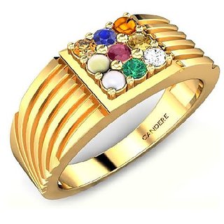                       Navratna Gemstone Gold Plated Ring Lab Certified  Original Stone Navgrah Precious Stone Ring For Unisex By Ceylonimine                                              