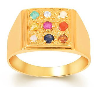                       Natural  Original Navratna Gemstone Finger Ring Precious  Effective Gemstone Navgrah Gold Plated Ring For Unisex By Ceylonmine                                              