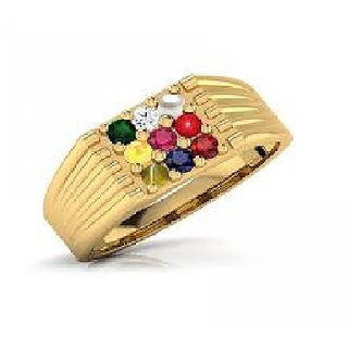                       Natural Original Stone Navratna Gemstone Ring Iga Navgrah Stone Ring In Gold Plated For Unisex By Ceylonmine                                              