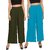 The Moon Impex Women'S Rayon Flared Palazzo (Mehandi Green & Light Blue, Pack Of 2)