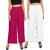 The Moon Impex Women'S Rayon Flared Palazzo (Pink & White, Pack Of 2)