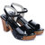 Sapatos Women Casualwear Black Color Ankle Strap Block Heel Sandals