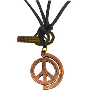                       Shiv Jagdamba Antique Vintage Peace Symbol Pendant With Adjustable Leather Cord Necklace Pendant                                              