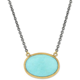                       Ceylonmine -Firoza Turquoise Pendant Natural & Original Stone Gold Plated Pendant For Women & Girls 7.25 Ratti                                              