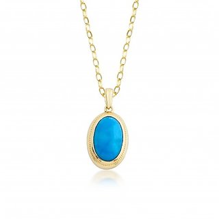                       Ceylonmine Natural Turquoise Pendant Original & Unheated Stone 7.25 Ratti ( Firoza Turquoise ) Gold Plated Pendant For Unisex                                              