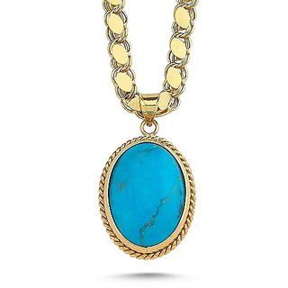 Ceylonmine 7.25 Gold Plated Stylish Turquoise Designer Pendant For Women Girls ( Firoza Turquoise Stone ) Ceylonmine 7.25 Gold Plated Stylish Turquoise Designer Pendant For Women Girls ( Firoza Turquoise Stone )