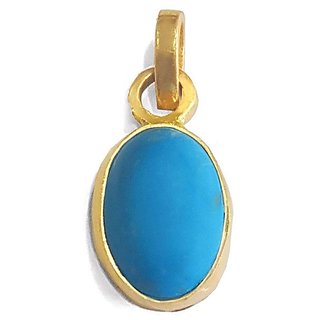                       Ceylonmine Natural Turquoise Pendant Original & Unheated Stone 7.25 Ratti ( Firoza Turquoise ) Gold Plated Pendant For Unisex                                              